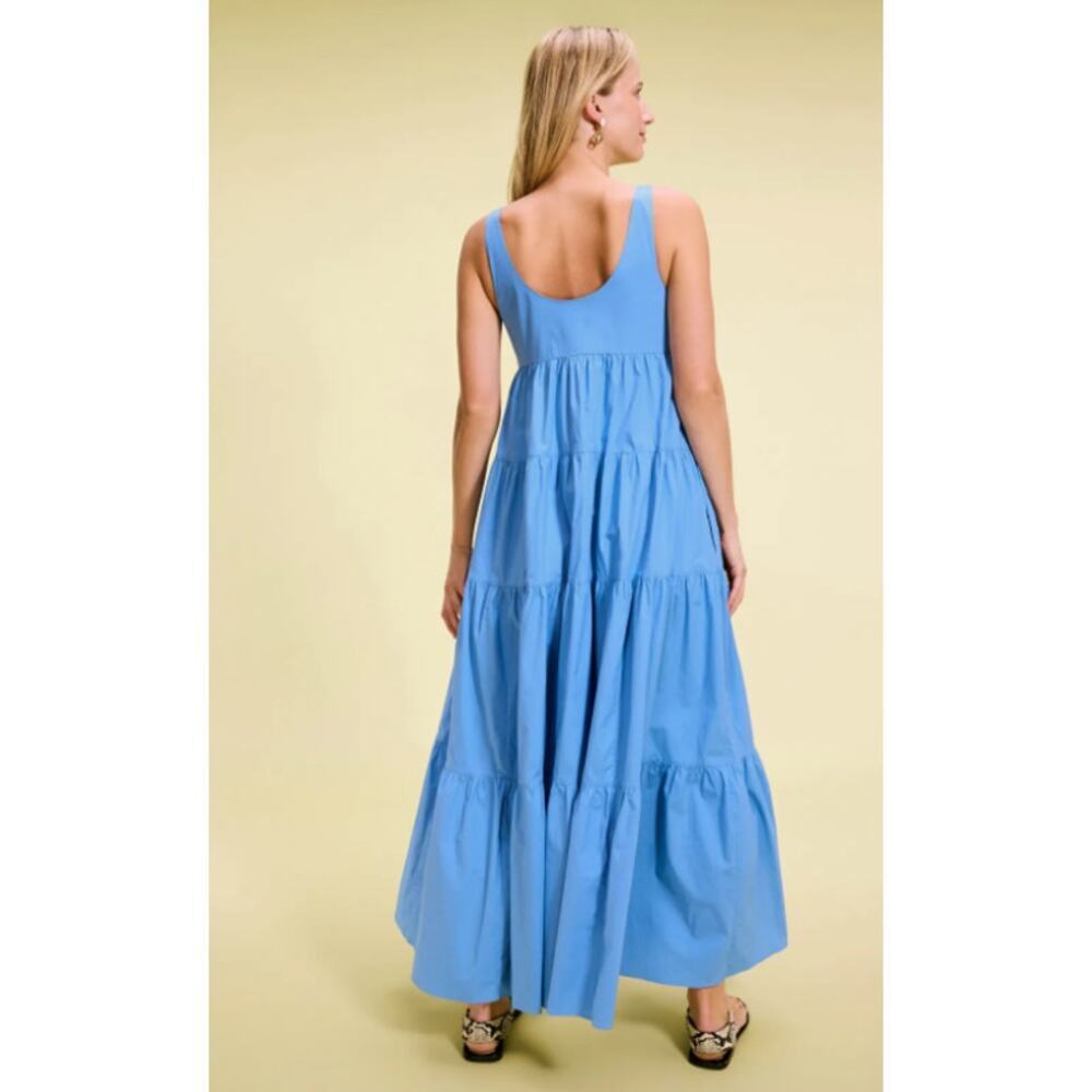 MICHAEL KORS Scoop Neck Tier Blue Cotton Dress - Picture 2 of 8